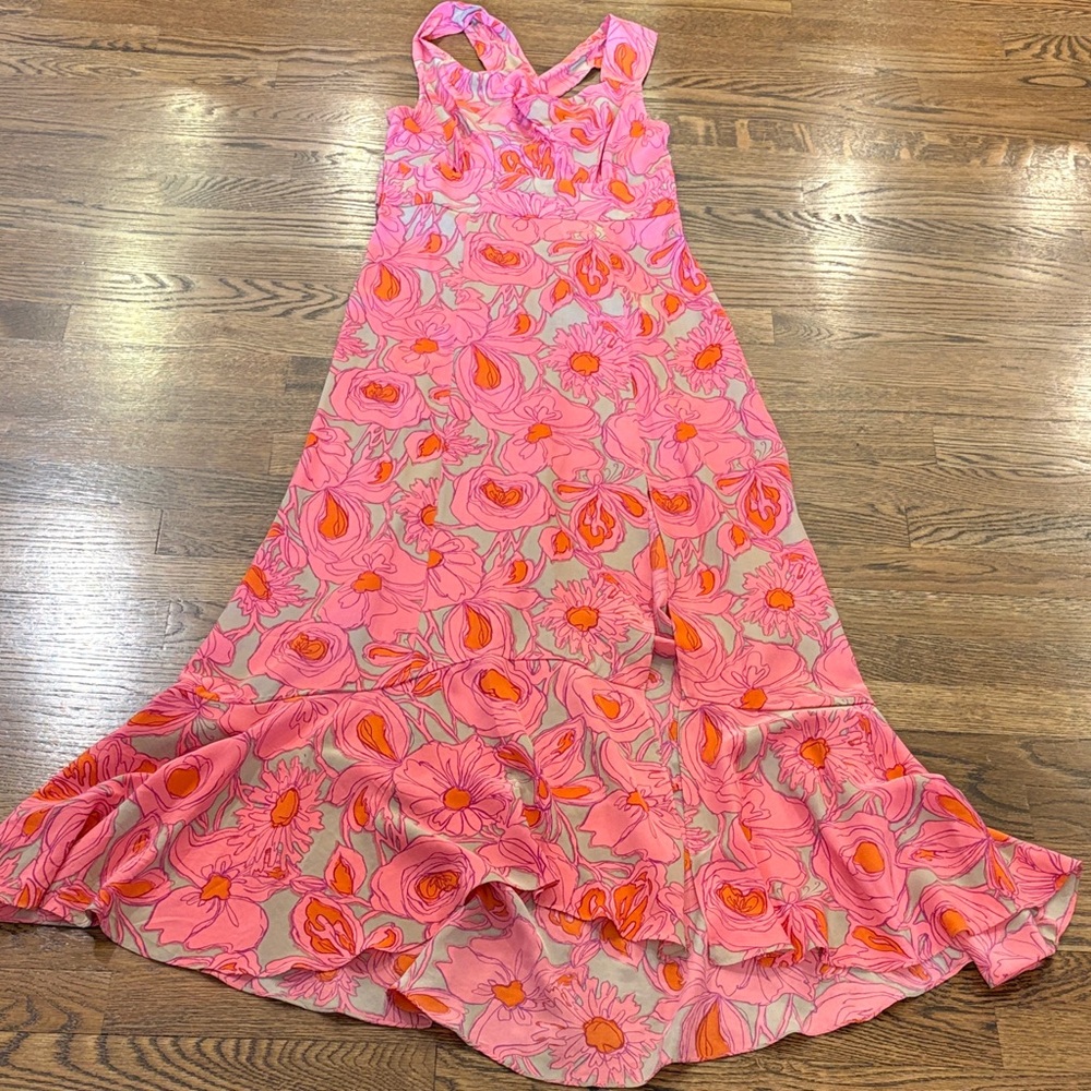 Tracy Reese NWT Pink Floral Maxi Dress - Sleeveless Summer Dress, back tie, 2